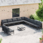 Gartensofa-set mit Kissen 12 pcs Schwarz Stahl