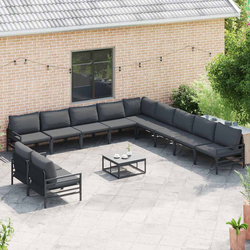Gartensofa-set mit Kissen 12 pcs Schwarz Stahl
