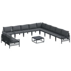 Gartensofa-set mit Kissen 12 pcs Schwarz Stahl