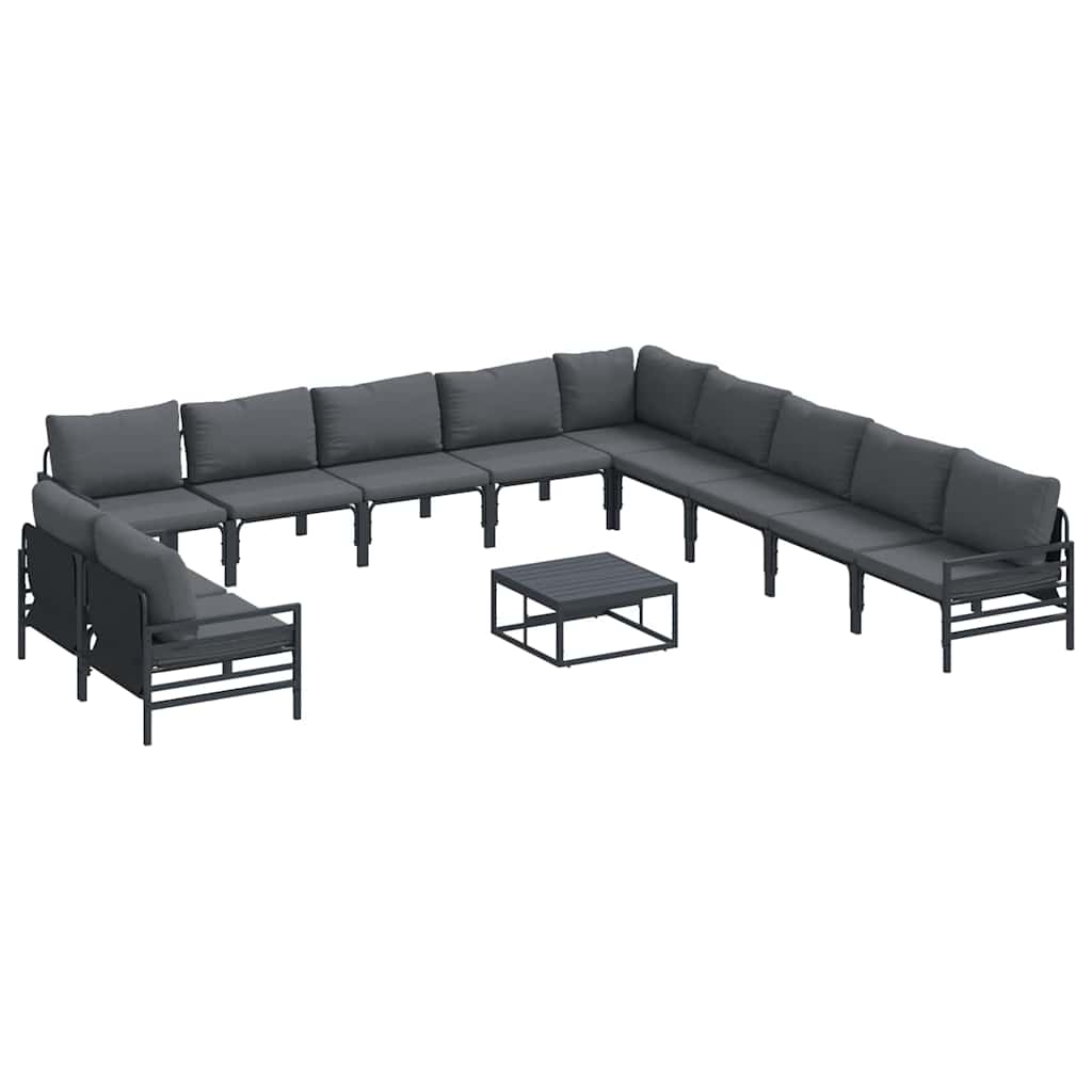 Gartensofa-set mit Kissen 12 pcs Schwarz Stahl