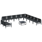 Gartensofa-set mit Kissen 12 pcs Schwarz Stahl
