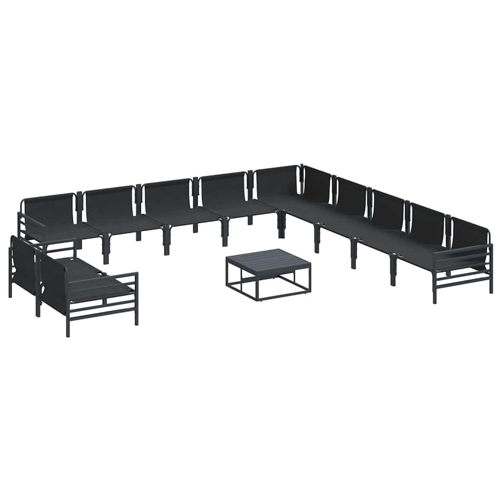 Gartensofa-set mit Kissen 12 pcs Schwarz Stahl