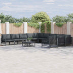 Gartensofa-set mit Kissen 11 pcs Schwarz Stahl