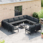 Gartensofa-set mit Kissen 11 pcs Schwarz Stahl