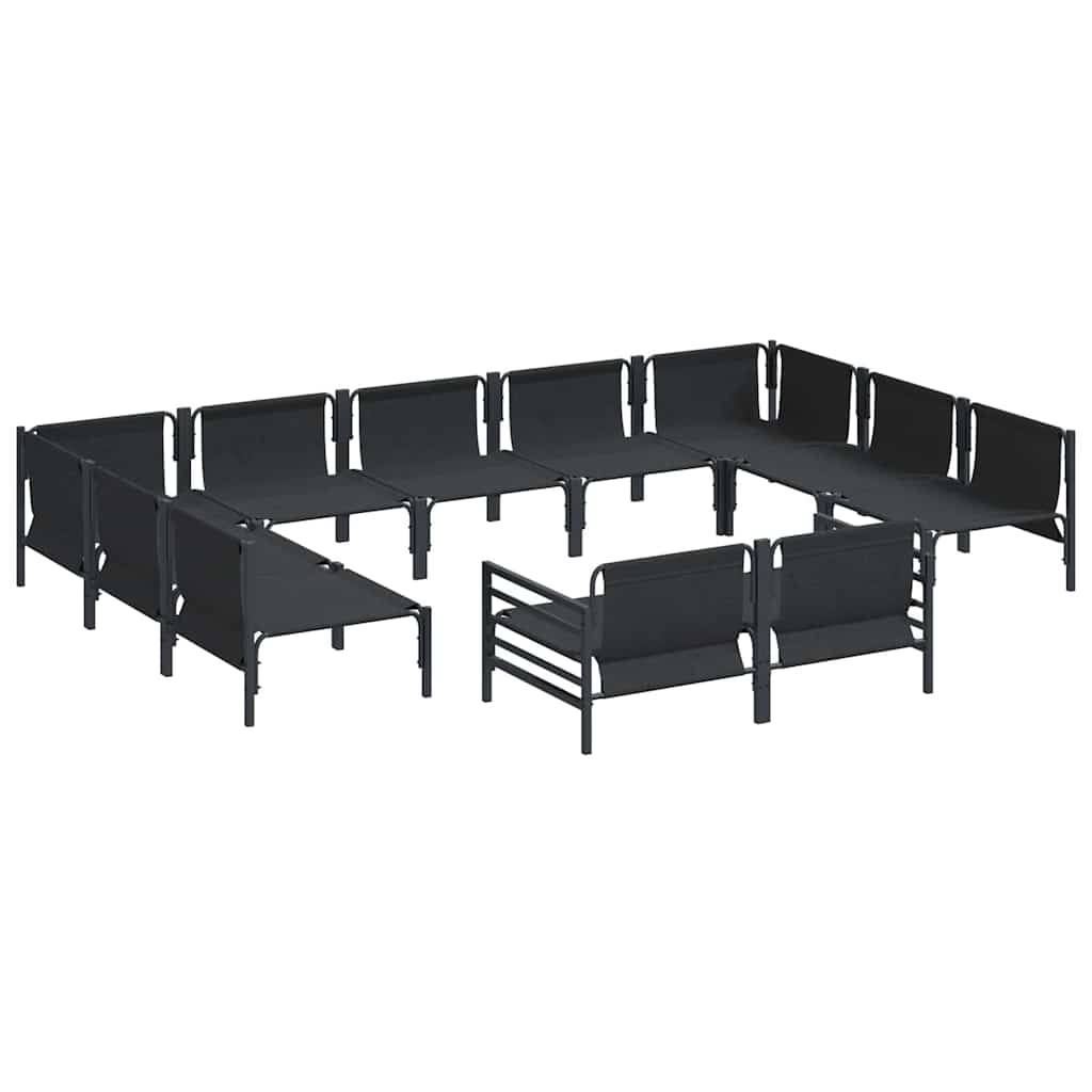 Gartensofa-set mit Kissen 11 pcs Schwarz Stahl