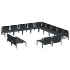 Gartensofa-set mit Kissen 13 pcs Schwarz Stahl