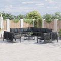 Gartensofa-set mit Kissen 12 pcs Schwarz Stahl