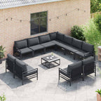 Gartensofa-set mit Kissen 12 pcs Schwarz Stahl