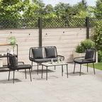 Gartenmöbel Set mit Kissen 4 pcs Schwarz und Creme Poly-Rattan