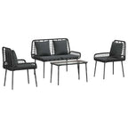 Gartenmöbel Set mit Kissen 4 pcs Schwarz und Creme Poly-Rattan