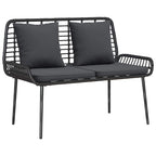 Gartenmöbel Set mit Kissen 4 pcs Schwarz und Creme Poly-Rattan