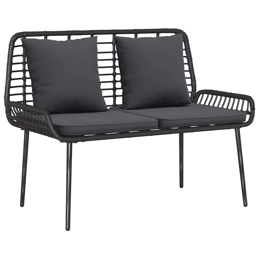 Gartenmöbel Set mit Kissen 4 pcs Schwarz und Creme Poly-Rattan