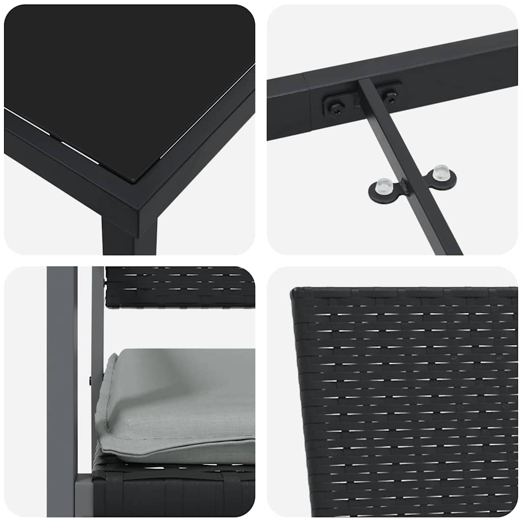 Garten Essgruppe 5 pcs Schwarz und Hellgrau PE-Rattan