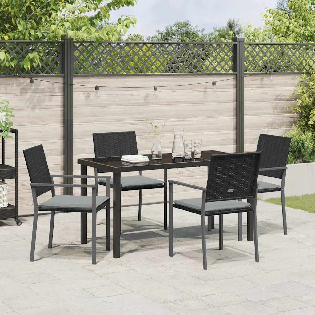 Garten Essgruppe 5 pcs Schwarz und Hellgrau PE-Rattan