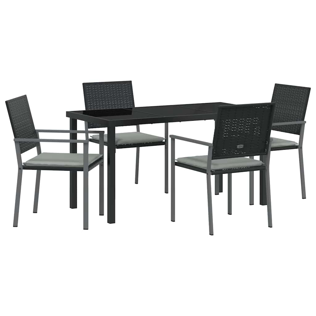 Garten Essgruppe 5 pcs Schwarz und Hellgrau PE-Rattan