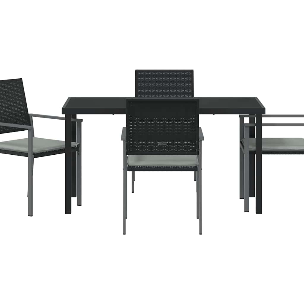 Garten Essgruppe 5 pcs Schwarz und Hellgrau PE-Rattan