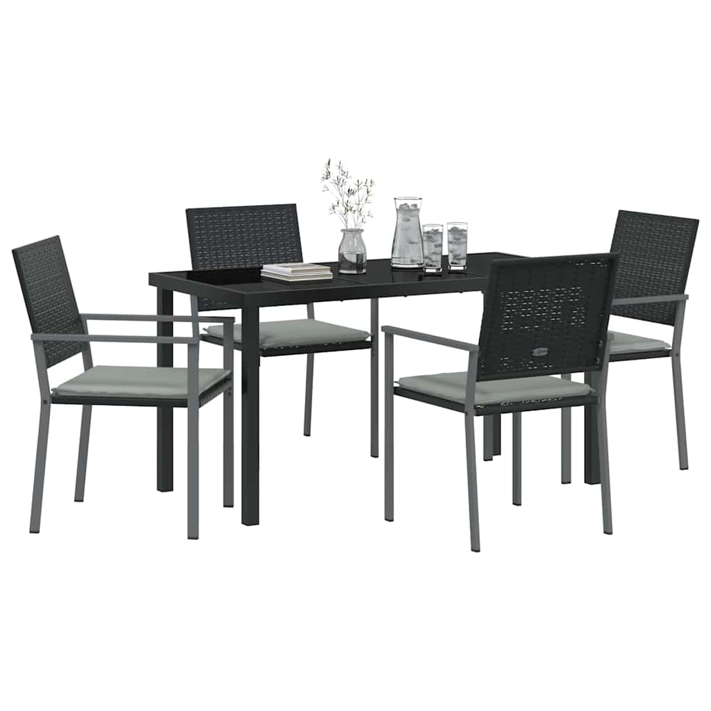 Garten Essgruppe 5 pcs Schwarz und Hellgrau PE-Rattan
