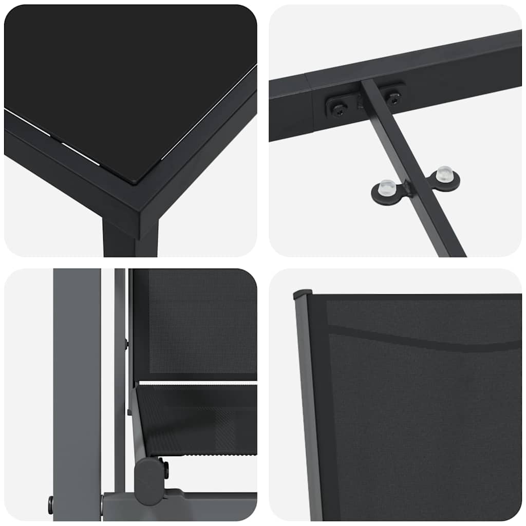 Garten Essgruppe 5 pcs Schwarz Pulverbeschichteter Stahl