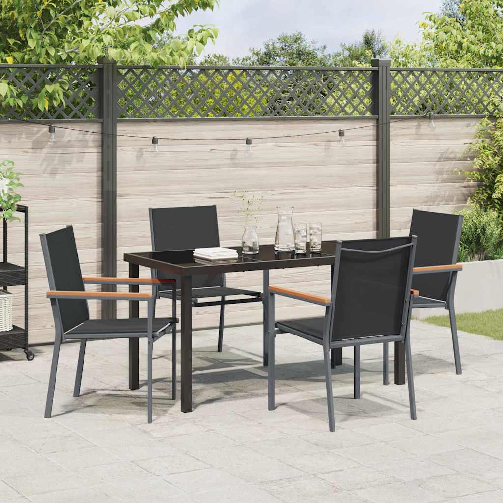 Garten Essgruppe 5 pcs Schwarz Pulverbeschichteter Stahl
