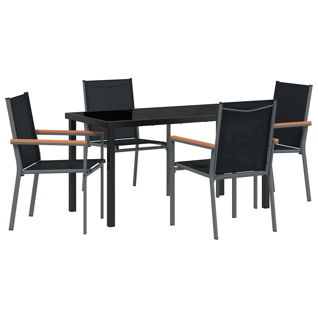 Garten Essgruppe 5 pcs Schwarz Pulverbeschichteter Stahl