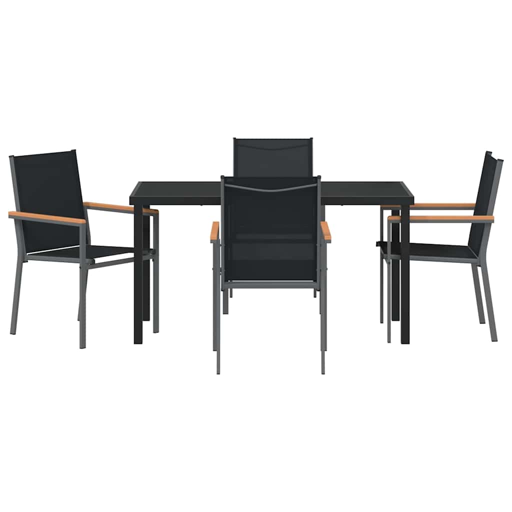 Garten Essgruppe 5 pcs Schwarz Pulverbeschichteter Stahl