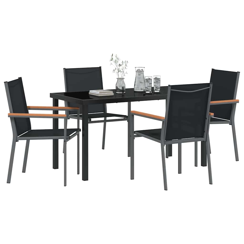 Garten Essgruppe 5 pcs Schwarz Pulverbeschichteter Stahl