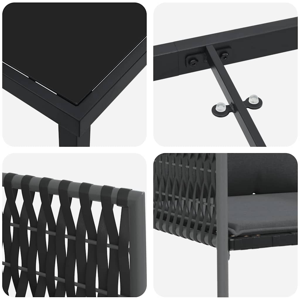 Garten Essgruppe 5 pcs Schwarz und Grau PE-Rattan
