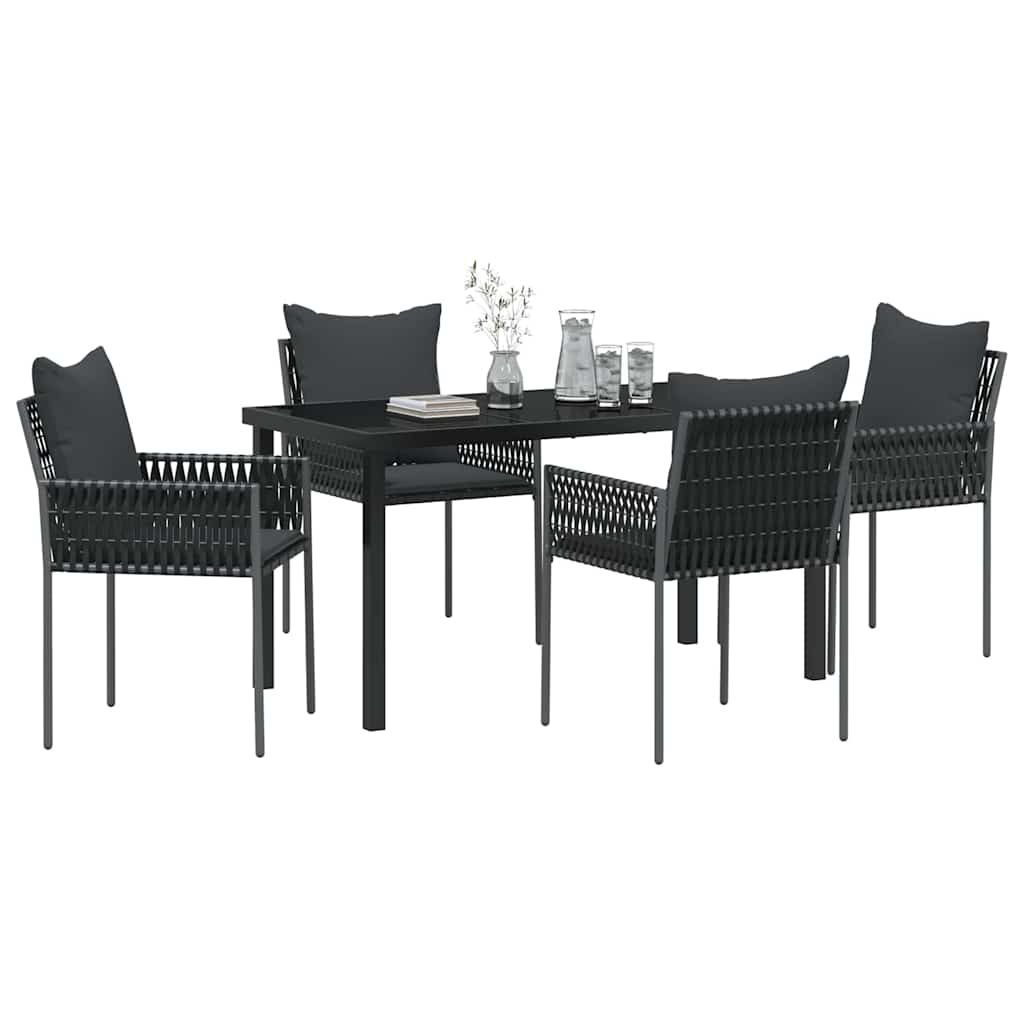 Garten Essgruppe 5 pcs Schwarz und Grau PE-Rattan