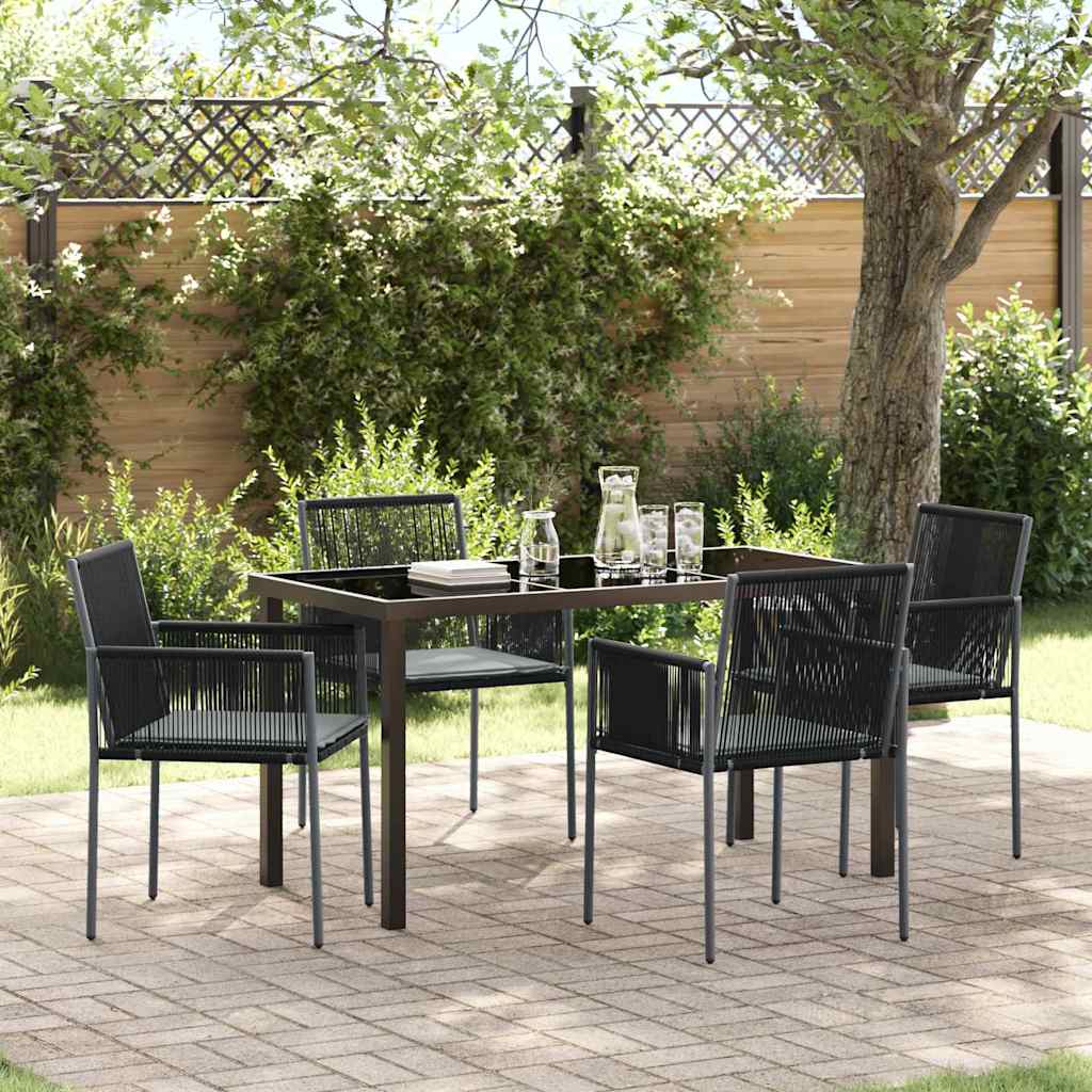 Garten Essgruppe 5 pcs Schwarz PE-Rattan