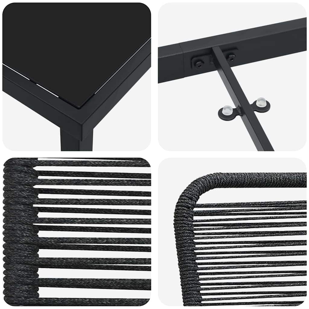 Garten Essgruppe 7 pcs Schwarz Pulverbeschichteter Stahl