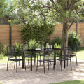 Garten Essgruppe 7 pcs Schwarz Pulverbeschichteter Stahl