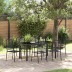 Garten Essgruppe 7 pcs Schwarz Pulverbeschichteter Stahl