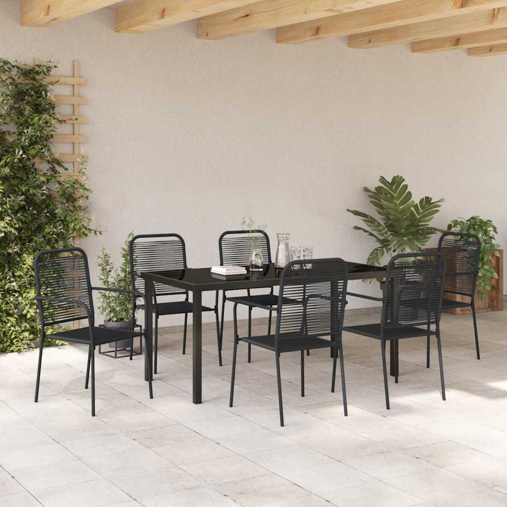 Garten Essgruppe 7 pcs Schwarz Pulverbeschichteter Stahl