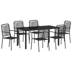 Garten Essgruppe 7 pcs Schwarz Pulverbeschichteter Stahl