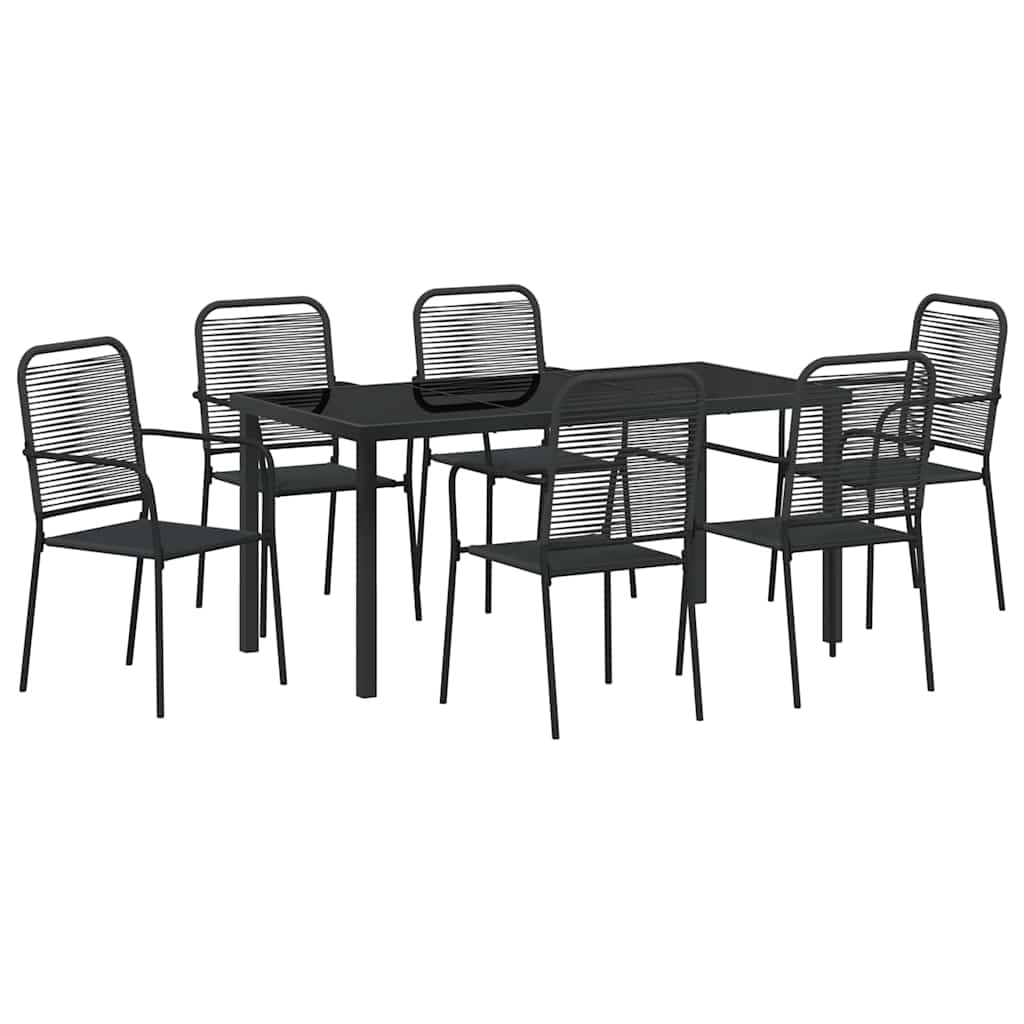 Garten Essgruppe 7 pcs Schwarz Pulverbeschichteter Stahl