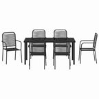 Garten Essgruppe 7 pcs Schwarz Pulverbeschichteter Stahl