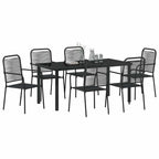 Garten Essgruppe 7 pcs Schwarz Pulverbeschichteter Stahl