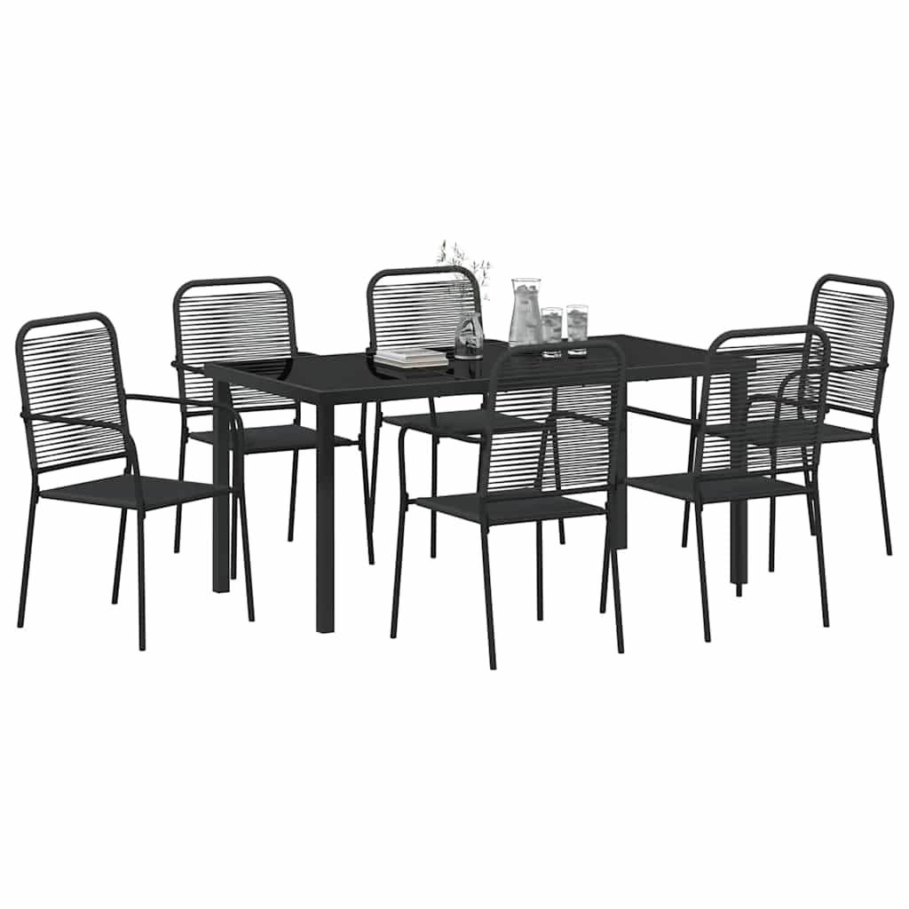 Garten Essgruppe 7 pcs Schwarz Pulverbeschichteter Stahl