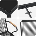 Garten Essgruppe 7 pcs Schwarz Pulverbeschichteter Stahl