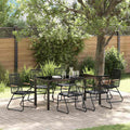 Garten Essgruppe 7 pcs Schwarz Pulverbeschichteter Stahl