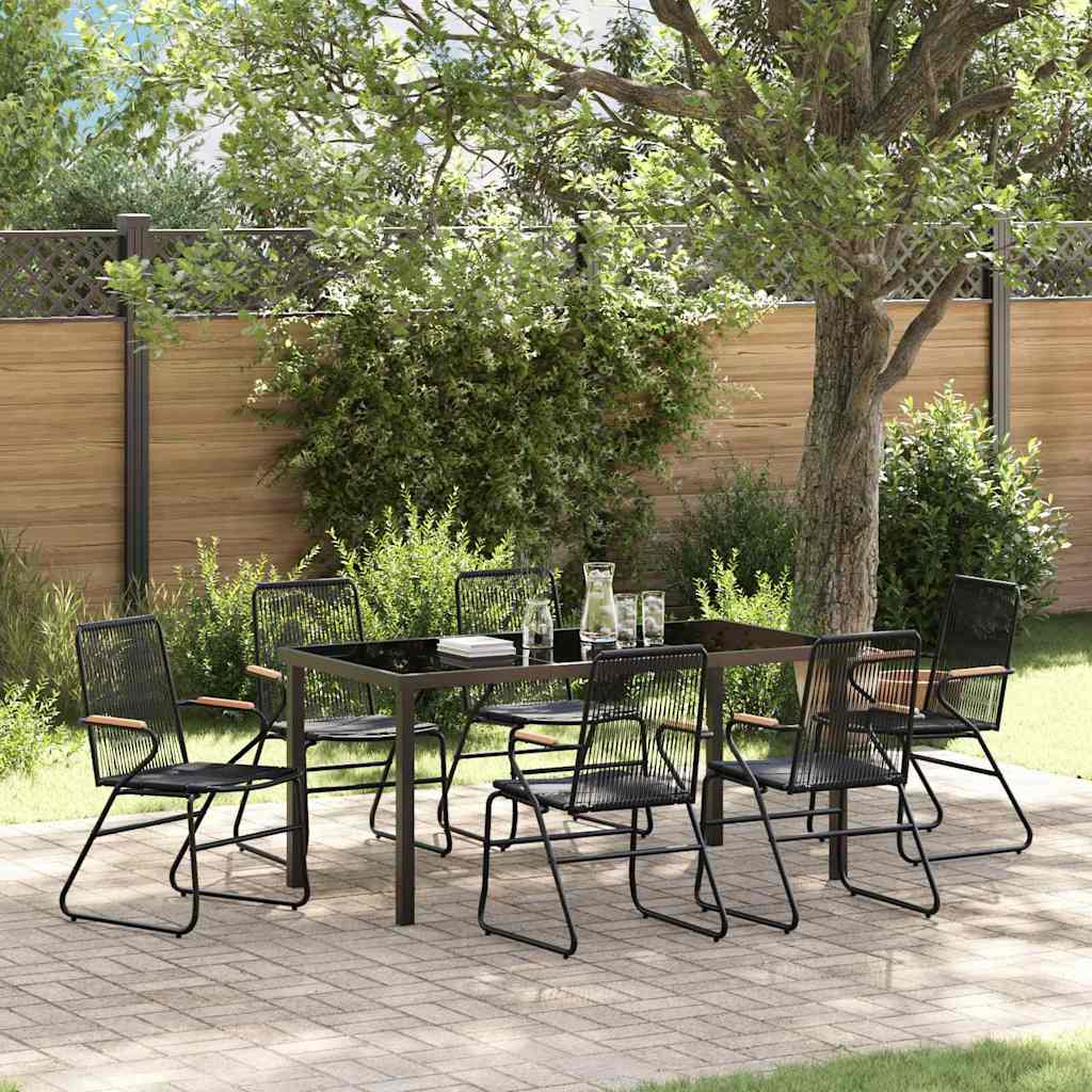 Garten Essgruppe 7 pcs Schwarz Pulverbeschichteter Stahl