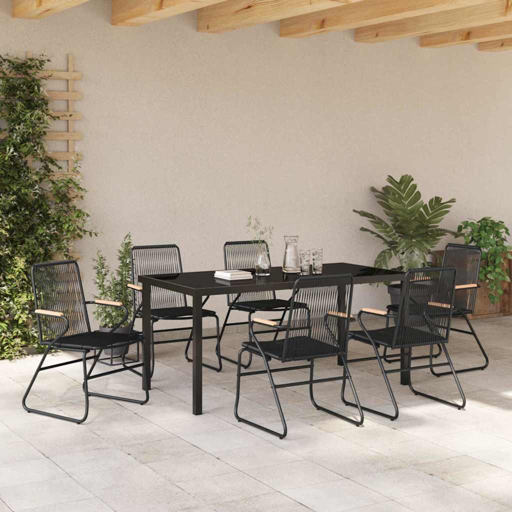 Garten Essgruppe 7 pcs Schwarz Pulverbeschichteter Stahl