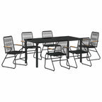 Garten Essgruppe 7 pcs Schwarz Pulverbeschichteter Stahl