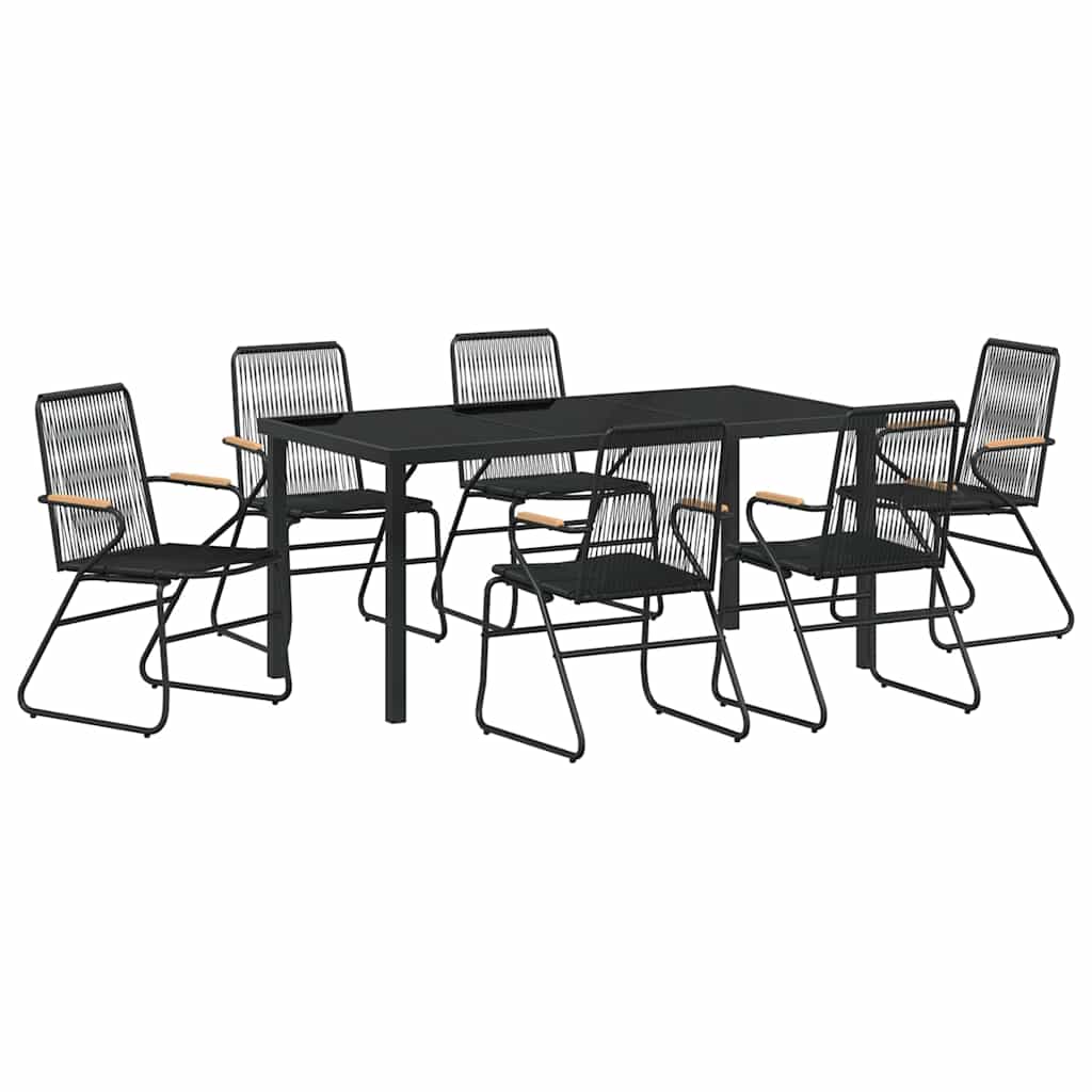 Garten Essgruppe 7 pcs Schwarz Pulverbeschichteter Stahl