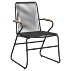 Garten Essgruppe 7 pcs Schwarz Pulverbeschichteter Stahl