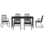 Garten Essgruppe 7 pcs Schwarz Pulverbeschichteter Stahl