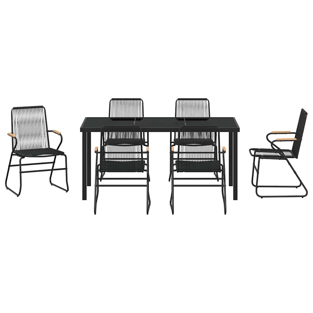 Garten Essgruppe 7 pcs Schwarz Pulverbeschichteter Stahl