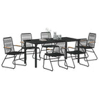 Garten Essgruppe 7 pcs Schwarz Pulverbeschichteter Stahl
