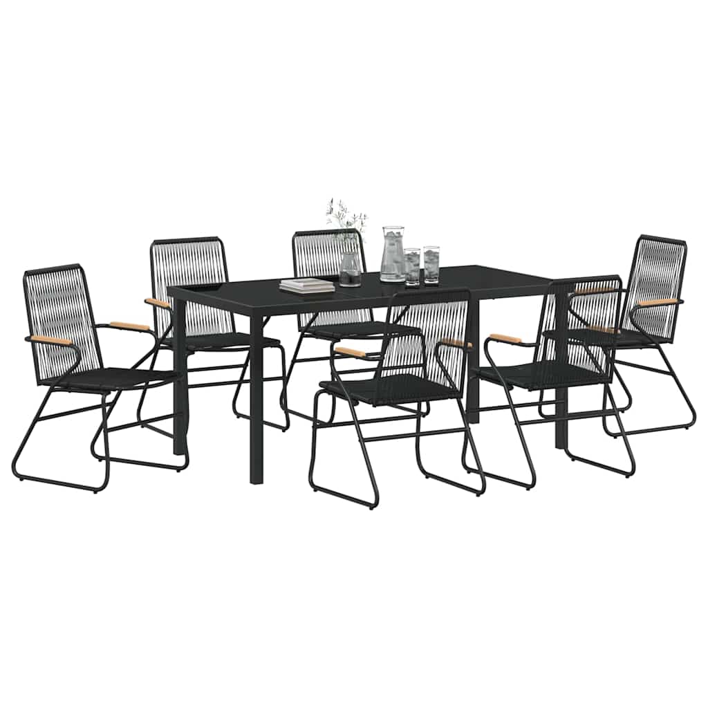 Garten Essgruppe 7 pcs Schwarz Pulverbeschichteter Stahl