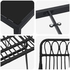 Garten Essgruppe 5 pcs Schwarz Pulverbeschichteter Stahl